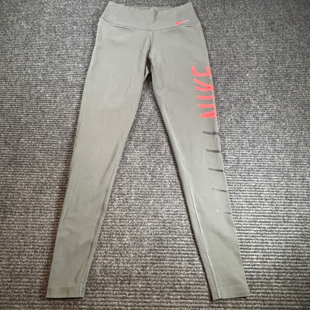 Nike Dri-FIT Womens Gray Graphic Leggings High Rise Athletic Tights XS RN56323